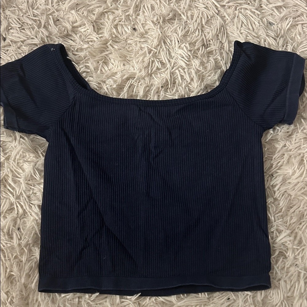PacSun Dark Blue Ribbed Crop Top